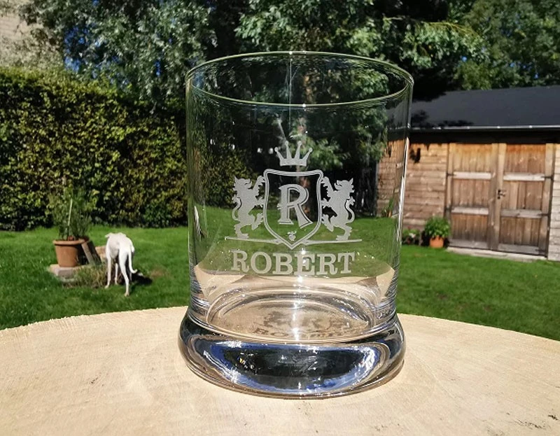 Laser marking on glass cup